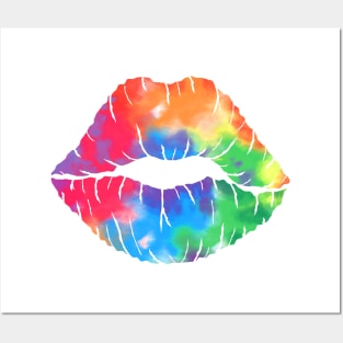 Tie Dye Rainbow Lips Posters and Art